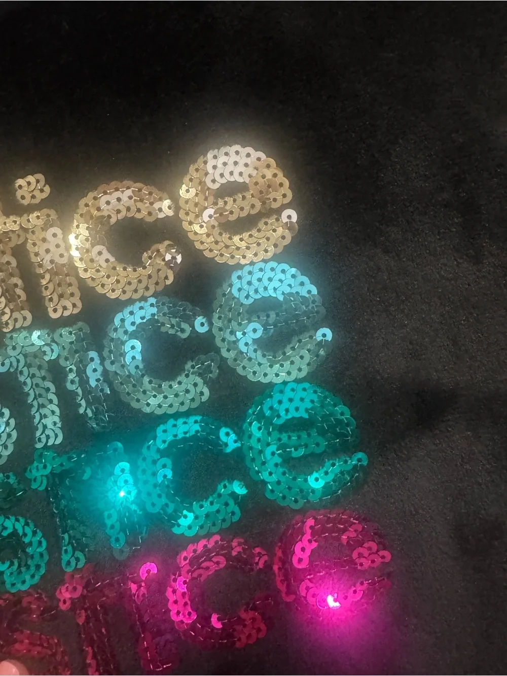 Justice Black Kids Sequin Logo Sweatshirt with Gold, Blue, Teal & Pink Sequins